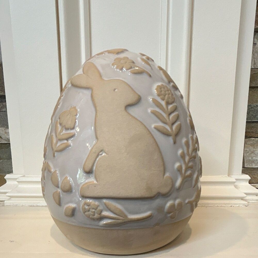 Ceramic Rabbit Figurine Easter Seasonal Decor Glossy Medium Freestanding